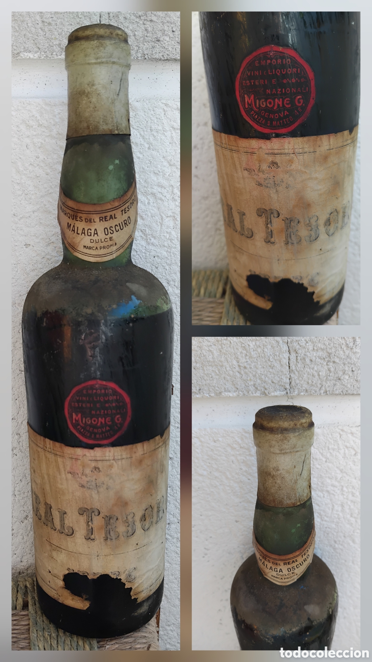Coleccionismo de vinos y licores: Botella vino m&aacute;laga dulce oscuro de Marqu&eacute;s Real Tesoro-Jerez