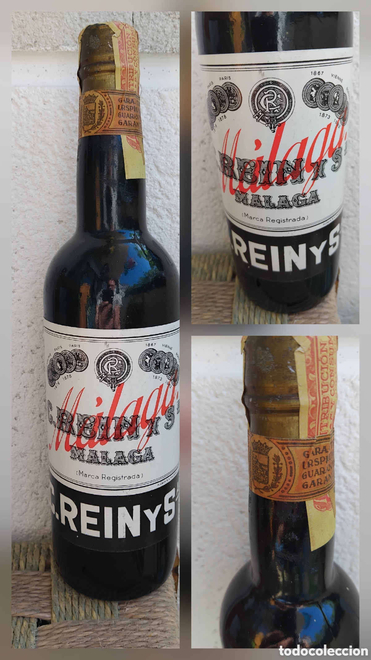Coleccionismo de vinos y licores: Botella vino de m&aacute;laga C. REINS -M&aacute;laga