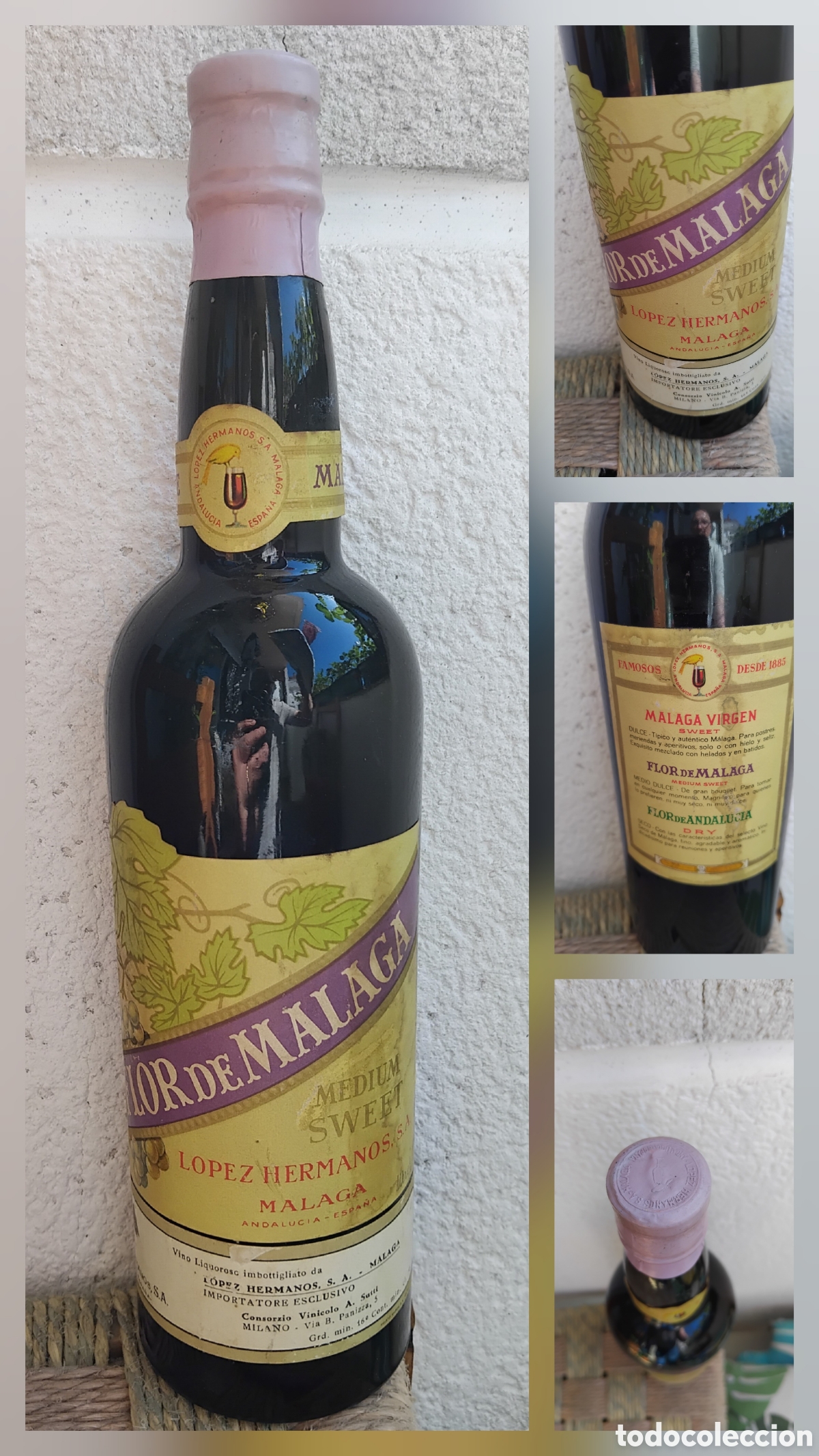 Coleccionismo de vinos y licores: Botella de vino M&aacute;laga medium sweet de L&oacute;pez Hermanos de M&aacute;laga