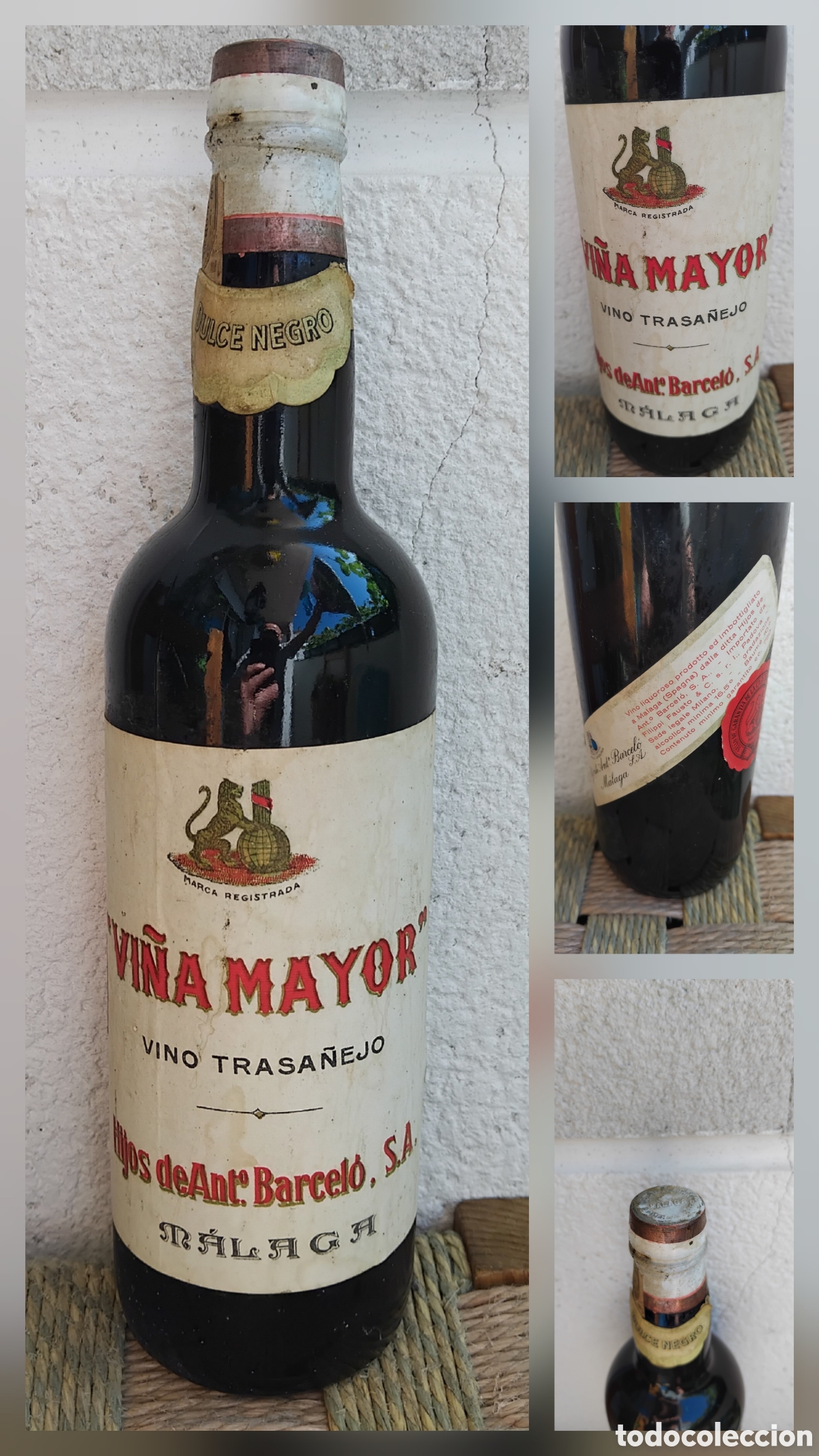 Coleccionismo de vinos y licores: Botella vino trasa&ntilde;ejo Vi&ntilde;a Mayor de Hijos de Ant. Barcel&oacute;-M&aacute;laga