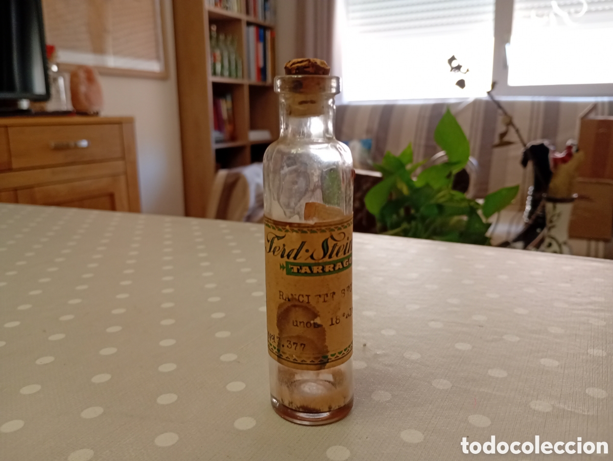 Coleccionismo de vinos y licores: Botell&iacute;n mostra Ranci. Ferd Steiner SA, Tarragona, exportador de vins. Anterior a 1932.