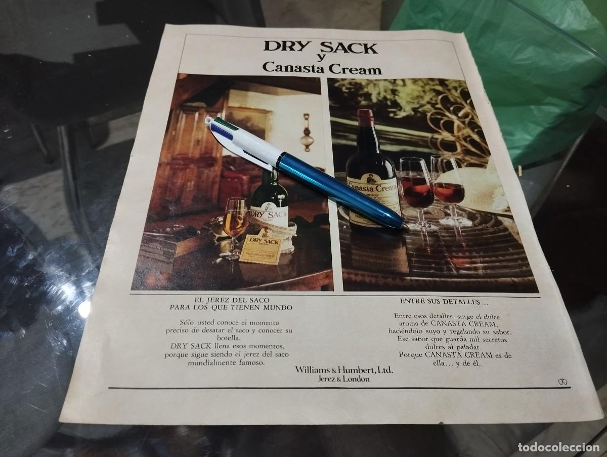 Coleccionismo de vinos y licores: JEREZ DRY SACK Y CANASTA CREAM REVERSO TELEVISOR PHILIPS K-9 ANUNCIO PUBLICIDAD REVISTA 1975