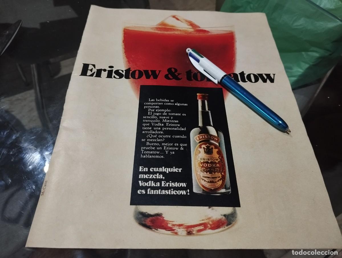 Coleccionismo de vinos y licores: VODKA ERISTOW ANUNCIO PUBLICIDAD REVISTA 1975 BONITO PARA ENMARCAR