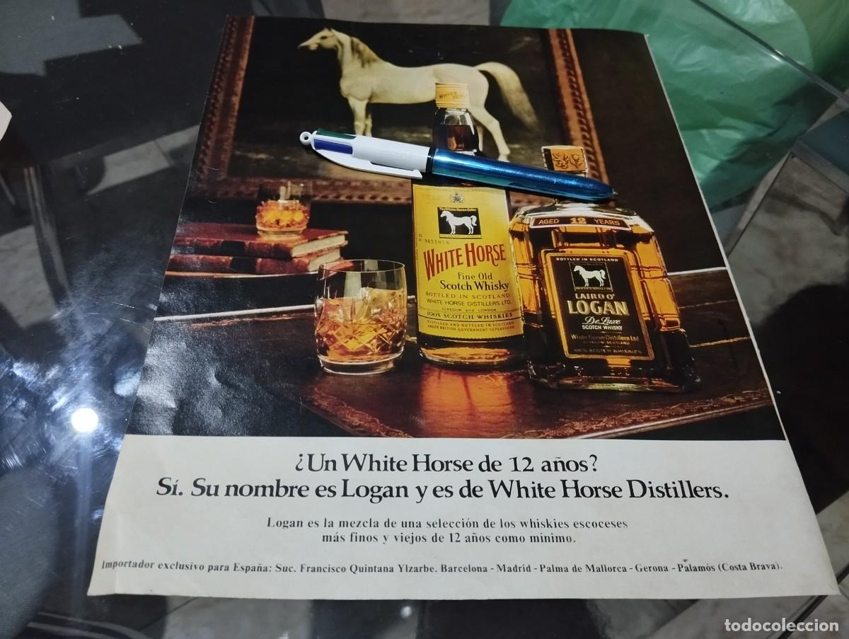 Coleccionismo de vinos y licores: WHISKY WHITE HORSE Y WHITE HORSE LOGAN 12 A&Ntilde;OS ANUNCIO PUBLICIDAD REVISTA 1975 BONITO PARA ENMARCAR