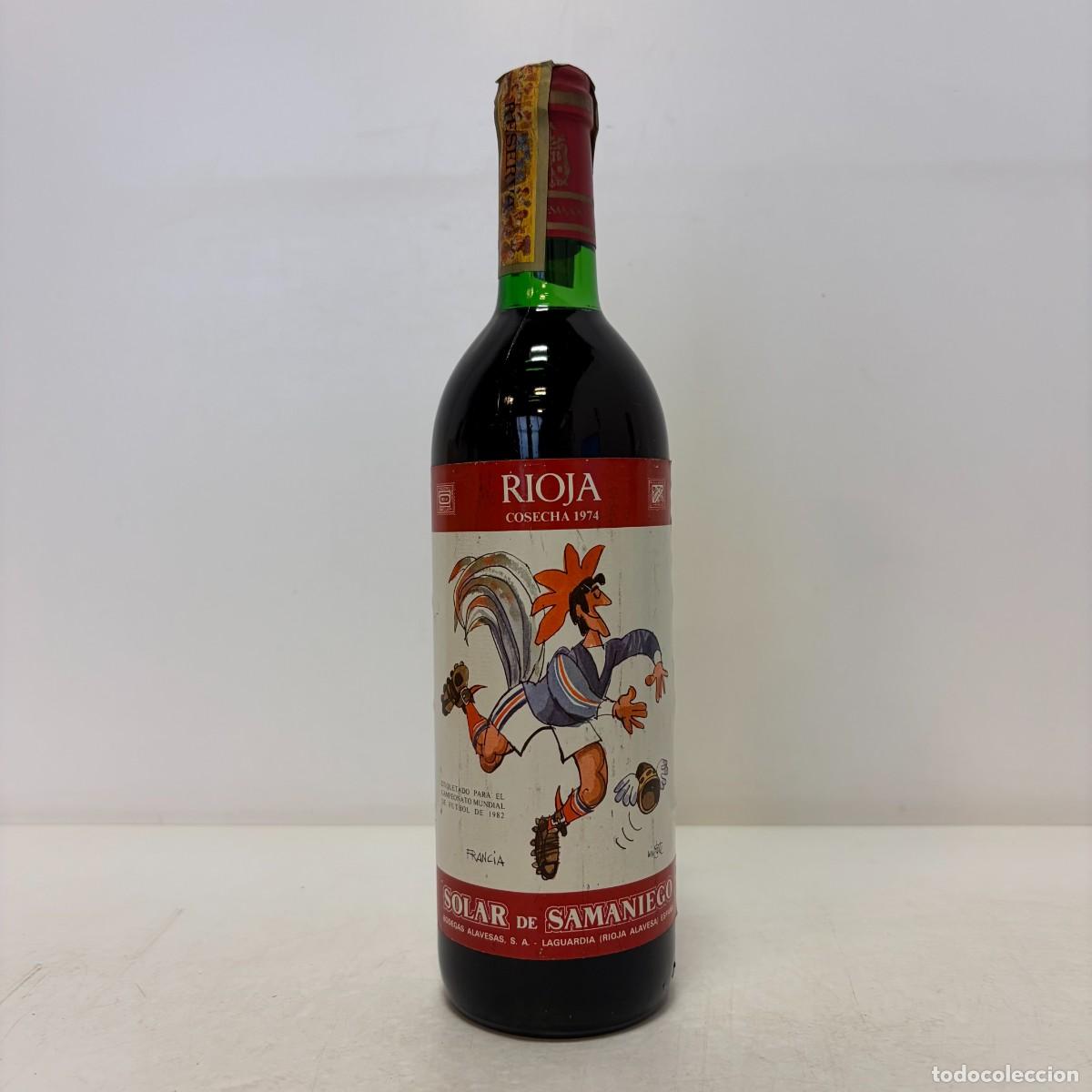 Coleccionismo de vinos y licores: Vino: 1974 Solar de Samaniego Reserva, FRANCIA, Etiquetado para el Mundial de Futbol de 1982 (Rioja)