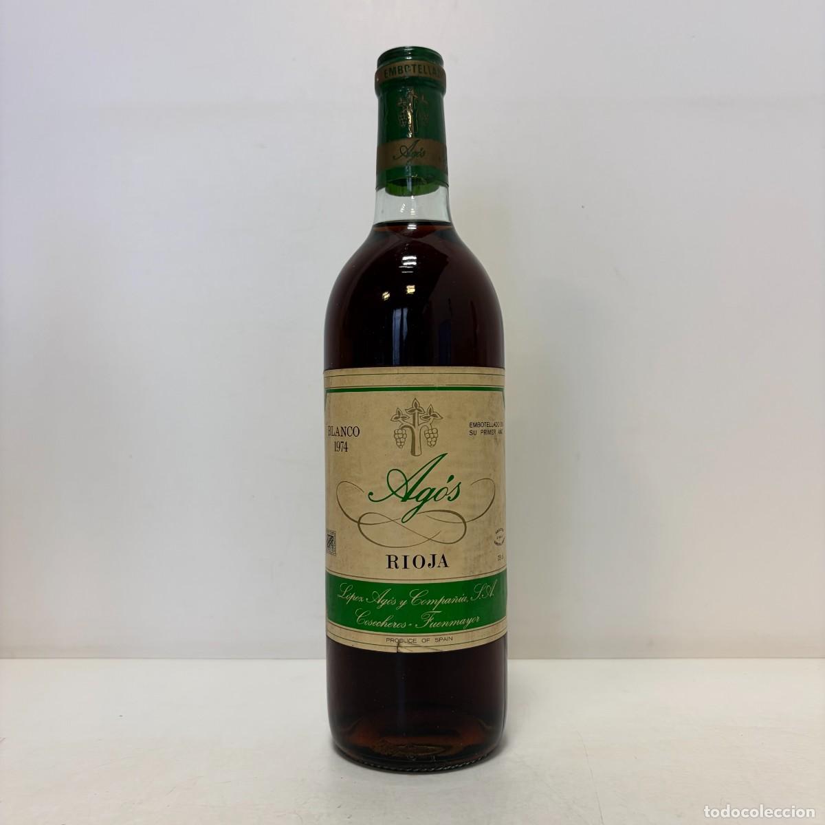 Coleccionismo de vinos y licores: Vino Blanco: 1974 Agos Embotellado en su 1&ordm; a&ntilde;o, Lopez Agos y Compa&ntilde;&iacute;a (Rioja)