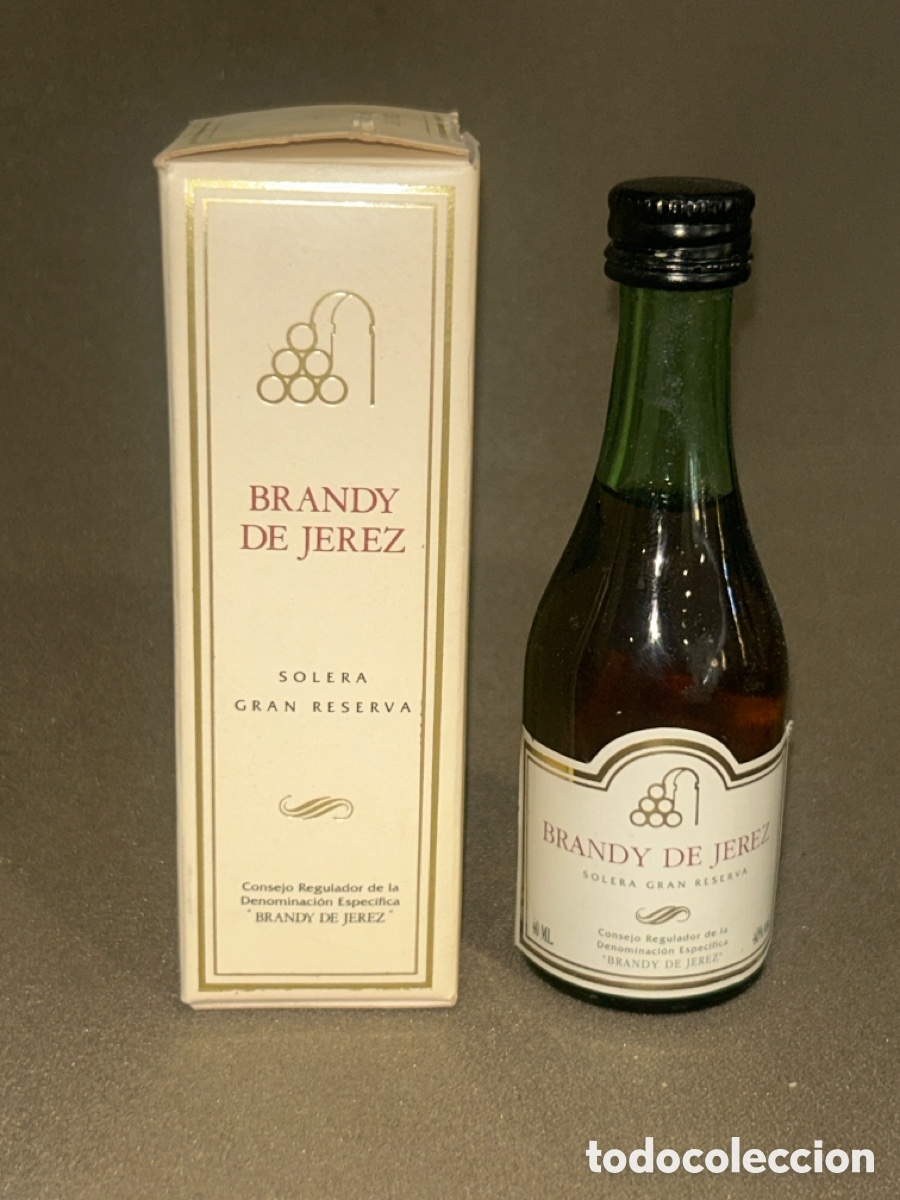 Coleccionismo de vinos y licores: BOTELLITA, BOTELL&Iacute;N BRANDY DE JEREZ SOLERA GRAN RESERVA EN SU CAJA *NUNCA ABIERTA, LLENA*