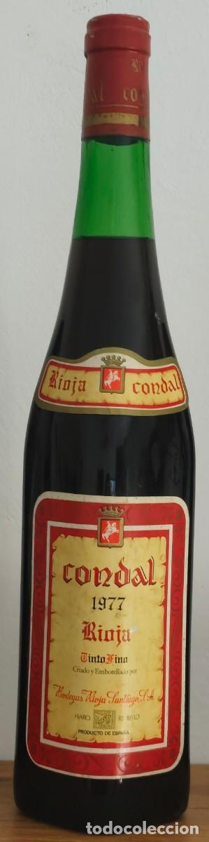 Coleccionismo de vinos y licores: BOTELLA LLENA DE VINO TINTO FINO (TEMPRANILLO) D.O. RIOJA DE LA MARCA CONDAL (A&ntilde;ada 1977)