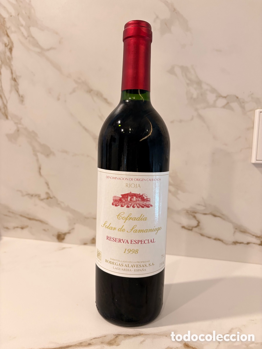 Coleccionismo de vinos y licores: Vino Cofrad&iacute;a Solar de Samaniego 1998
