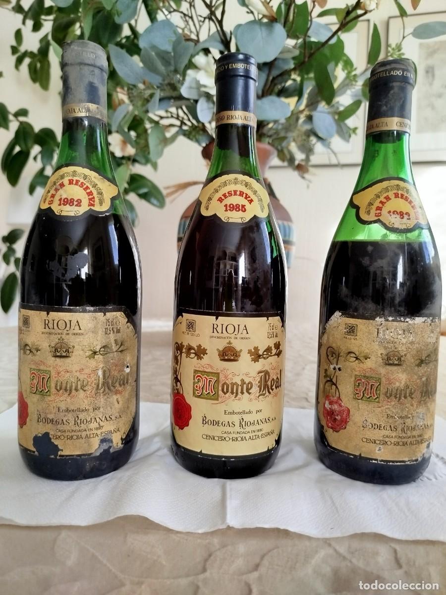 Coleccionismo de vinos y licores: Lote 3 botellas Monte Real: 2 Gran Reserva 1982 y 1 Reserva 1985