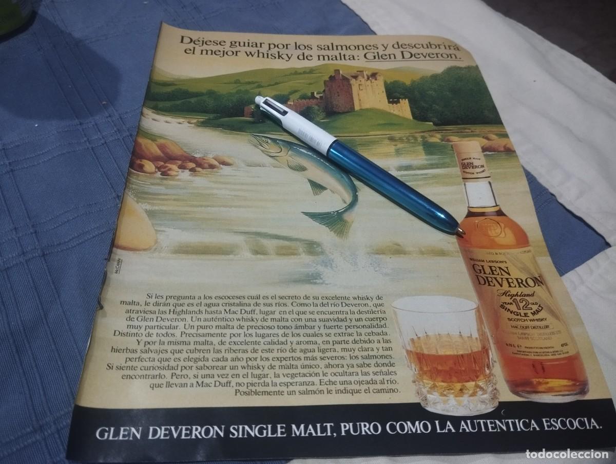 Coleccionismo de vinos y licores: WHISKY GLEN DEVERON ANUNCIO PUBLICIDAD REVISTA 1989 BONITO PARA ENMARCAR