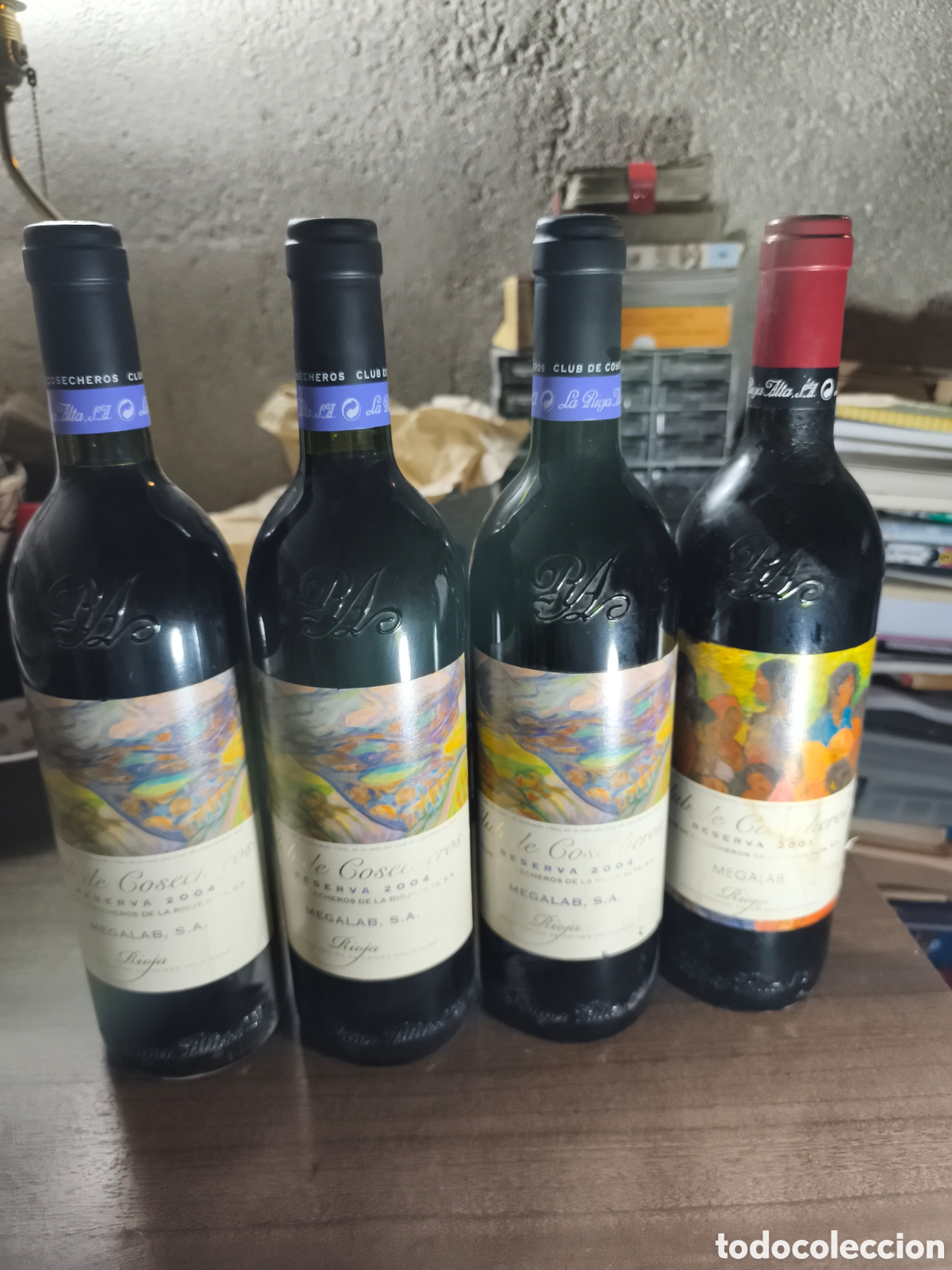 Coleccionismo de vinos y licores: Lote de 4 antiguas botellas De vino tinto Rioja Alta Reserva club de cosecheros, 3 de 2004 , 1 del 2