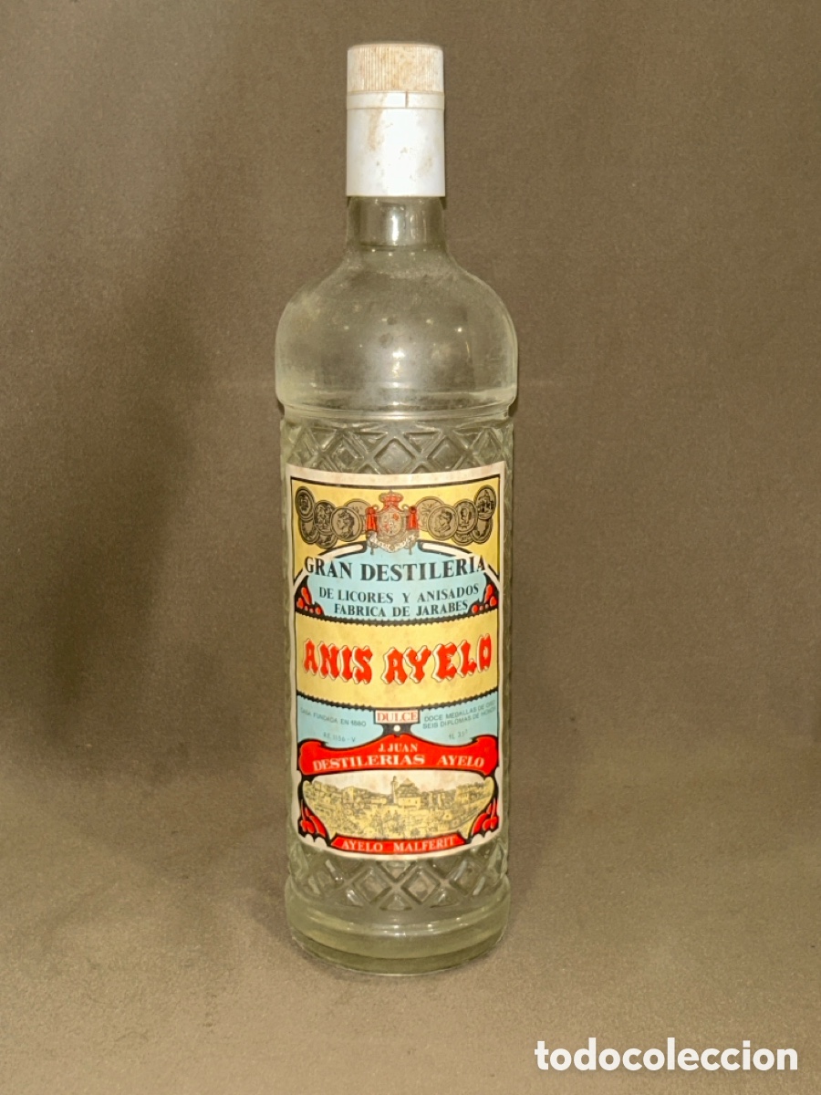 Coleccionismo de vinos y licores: AN&Iacute;S AYELO GRAN DESTILER&Iacute;A DE LICORES Y ANISADOS DE JARABES *LLENA, SIN ABRIR*