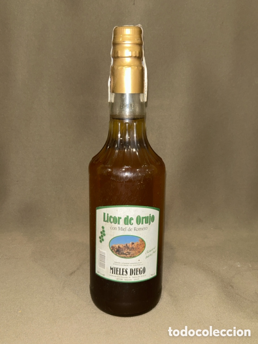 Coleccionismo de vinos y licores: LICOR DE ORUJO CON MIEL DE ROMERO, MIELES DIEGO *LLENA, SIN ABRIR*