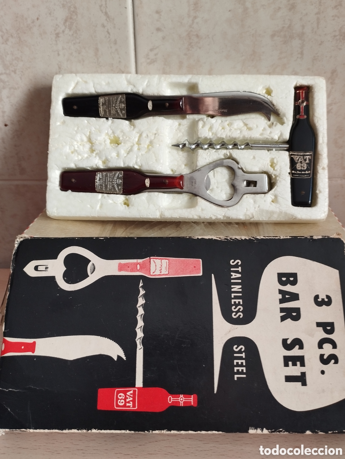 Coleccionismo de vinos y licores: WHISKY VAT 69/ WITE LABEL SET BAR 3 PIEZAS