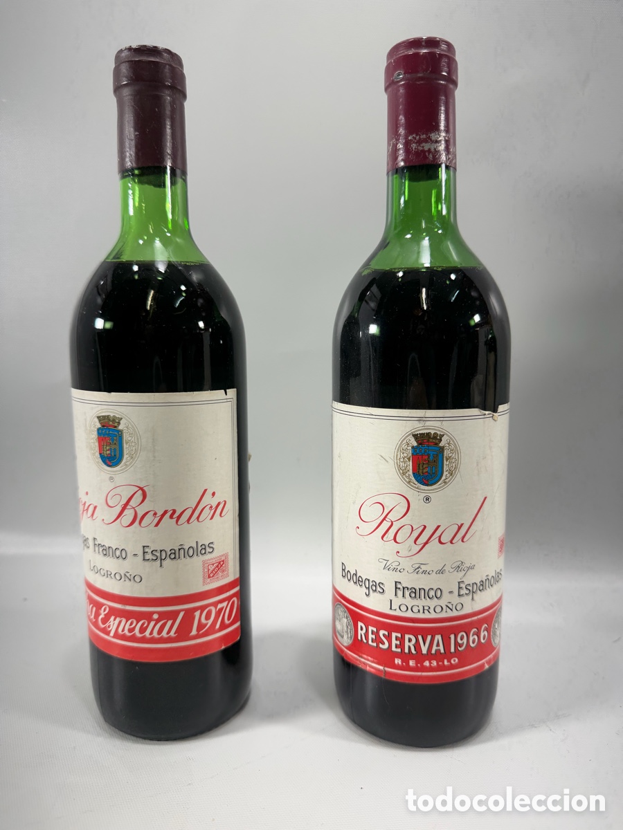 Coleccionismo de vinos y licores: Lote 2 botellas hist&oacute;ricas Bodegas Franco-Espa&ntilde;olas
