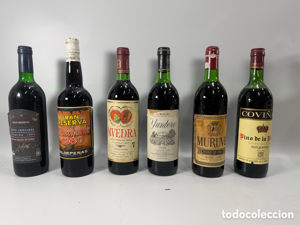 Collectionnisme de vins et liqueurs: Lote de 6 botellas de vino antiguo de colecci&oacute;n