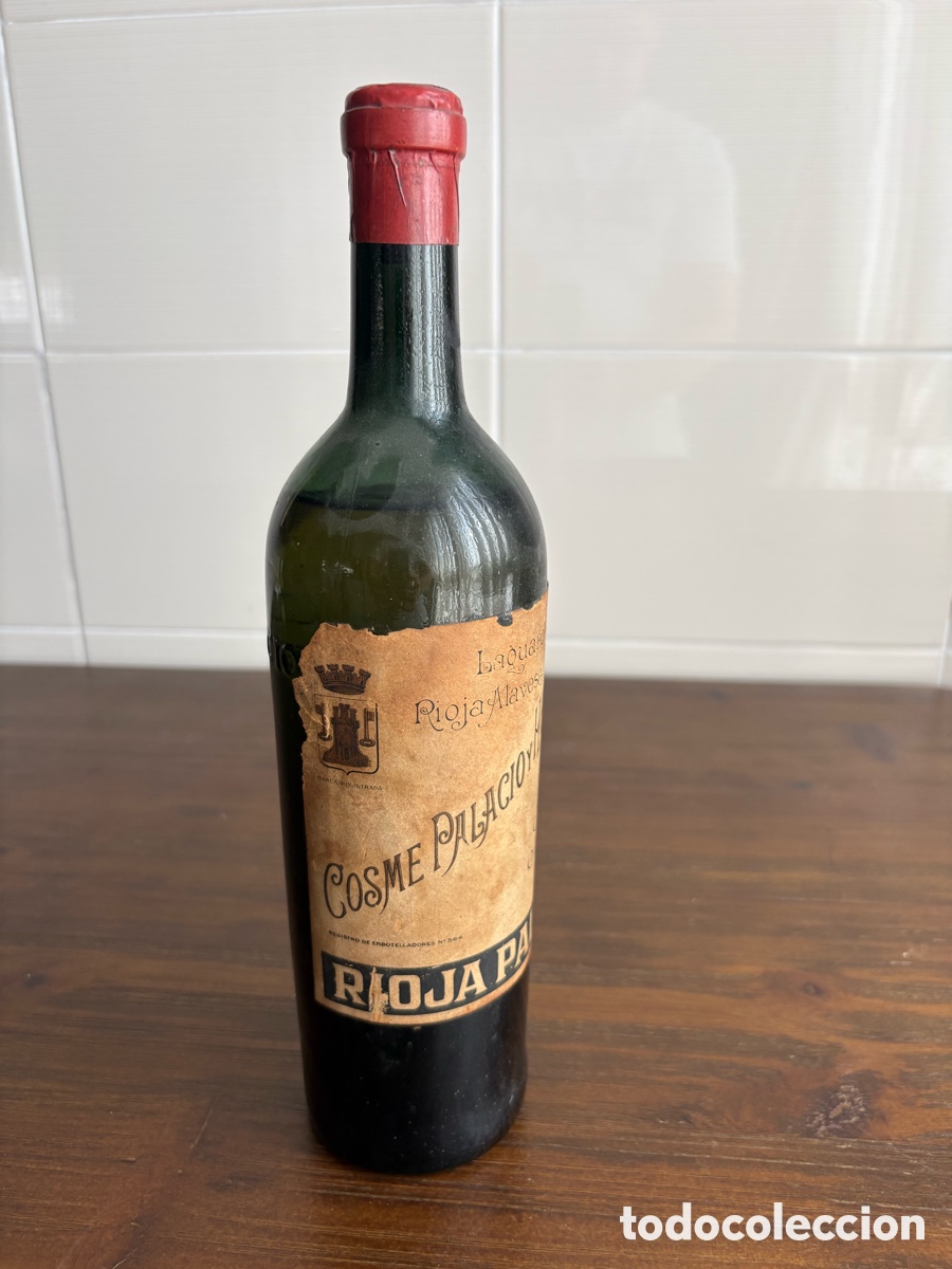 Coleccionismo de vinos y licores: Botella antigua Rioja Cosme Palacio y Hermanos &ndash; Cosecha 1934 &ndash; Laguardia (Rioja Alavesa)