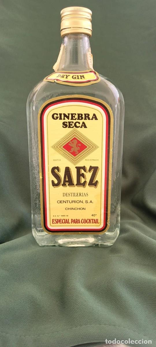 Coleccionismo de vinos y licores: Botella 1 litro Ginebra Seca Saez