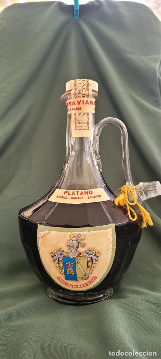 Coleccionismo de vinos y licores: Botella Licor Pl&aacute;tano Juan Serrano e Hijos La Praviana Oviedo