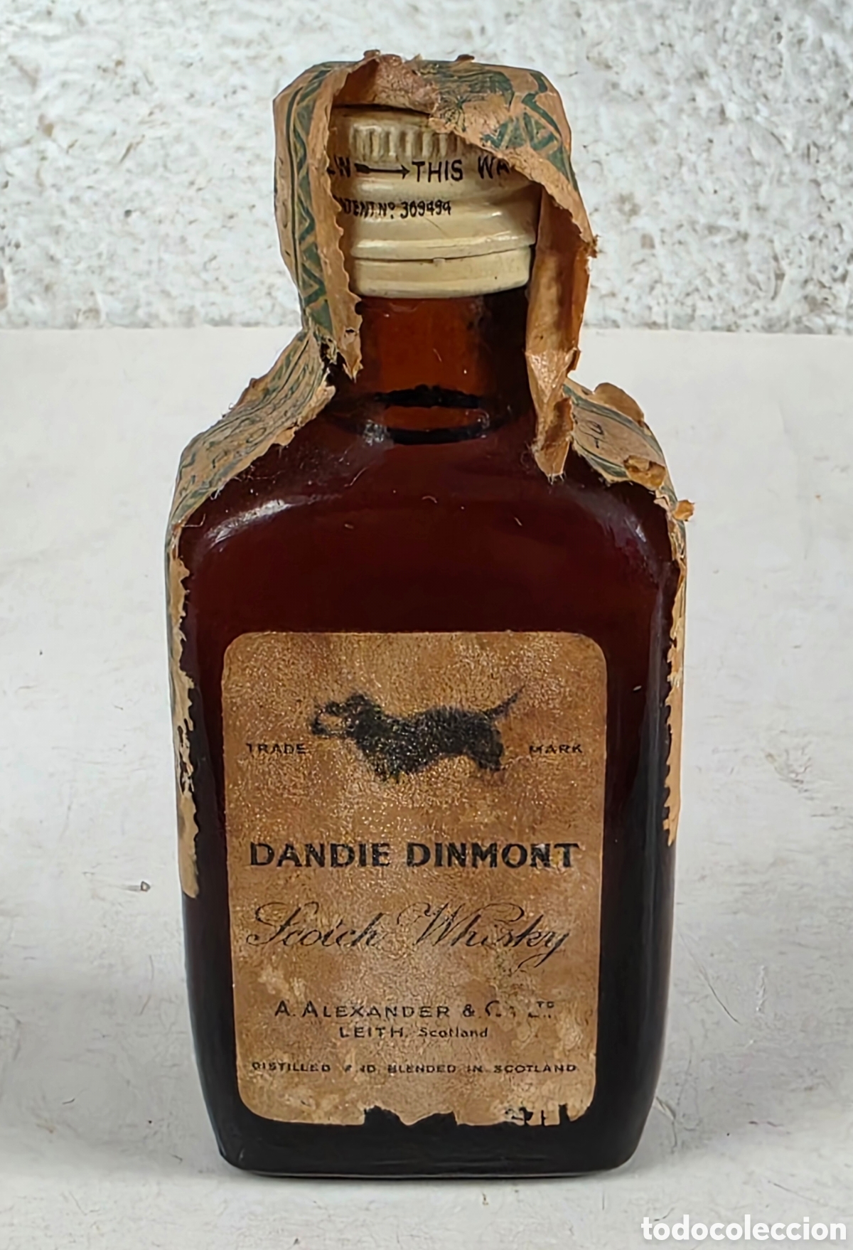 Coleccionismo de vinos y licores: Botell&iacute;n Dandie Dinmont Scotch Whisky - Precintado - Leith Sotland - Licor Aguardiente