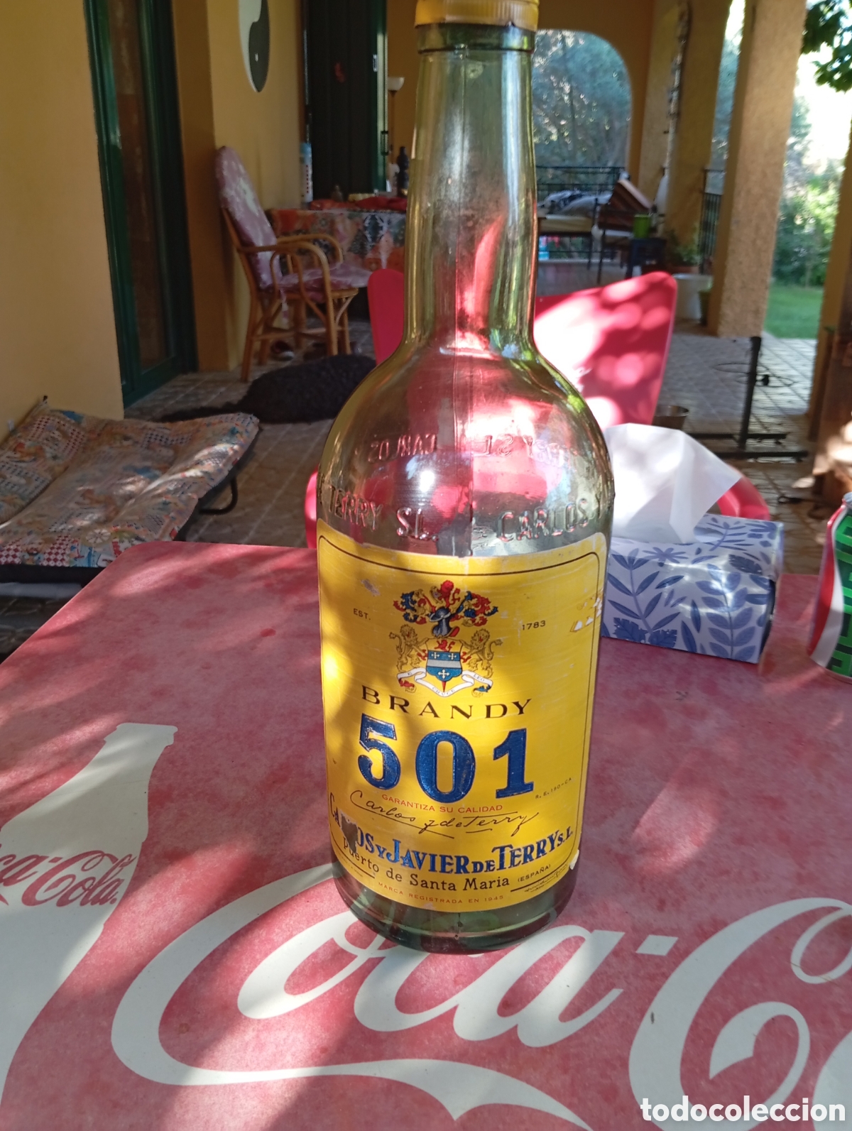 Coleccionismo de vinos y licores: ANTIGUA BOTELLA VAC&Iacute;A 5 LITROS BRANDY 501
