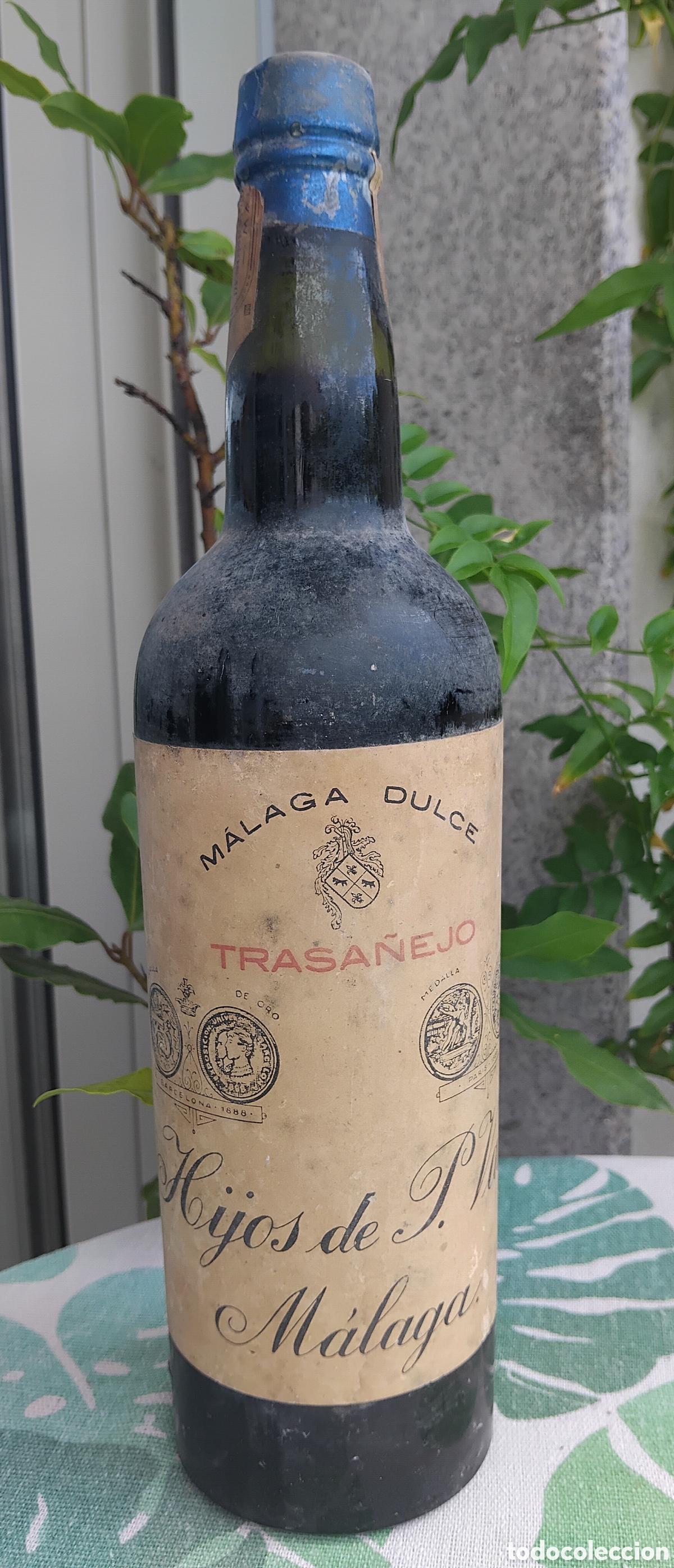 Coleccionismo de vinos y licores: Botella vino m&aacute;laga dulce Trasa&ntilde;ejo de Hijos de P. VALS-M&aacute;laga