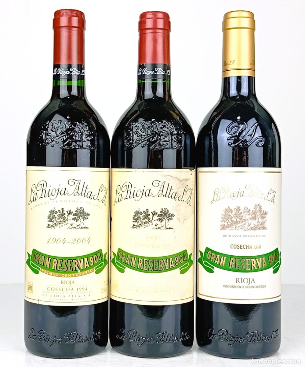 Coleccionismo de vinos y licores: 3 botellas de Vino Tinto La Rioja Alta Gran Reserva 904 1994, 1995, 2011