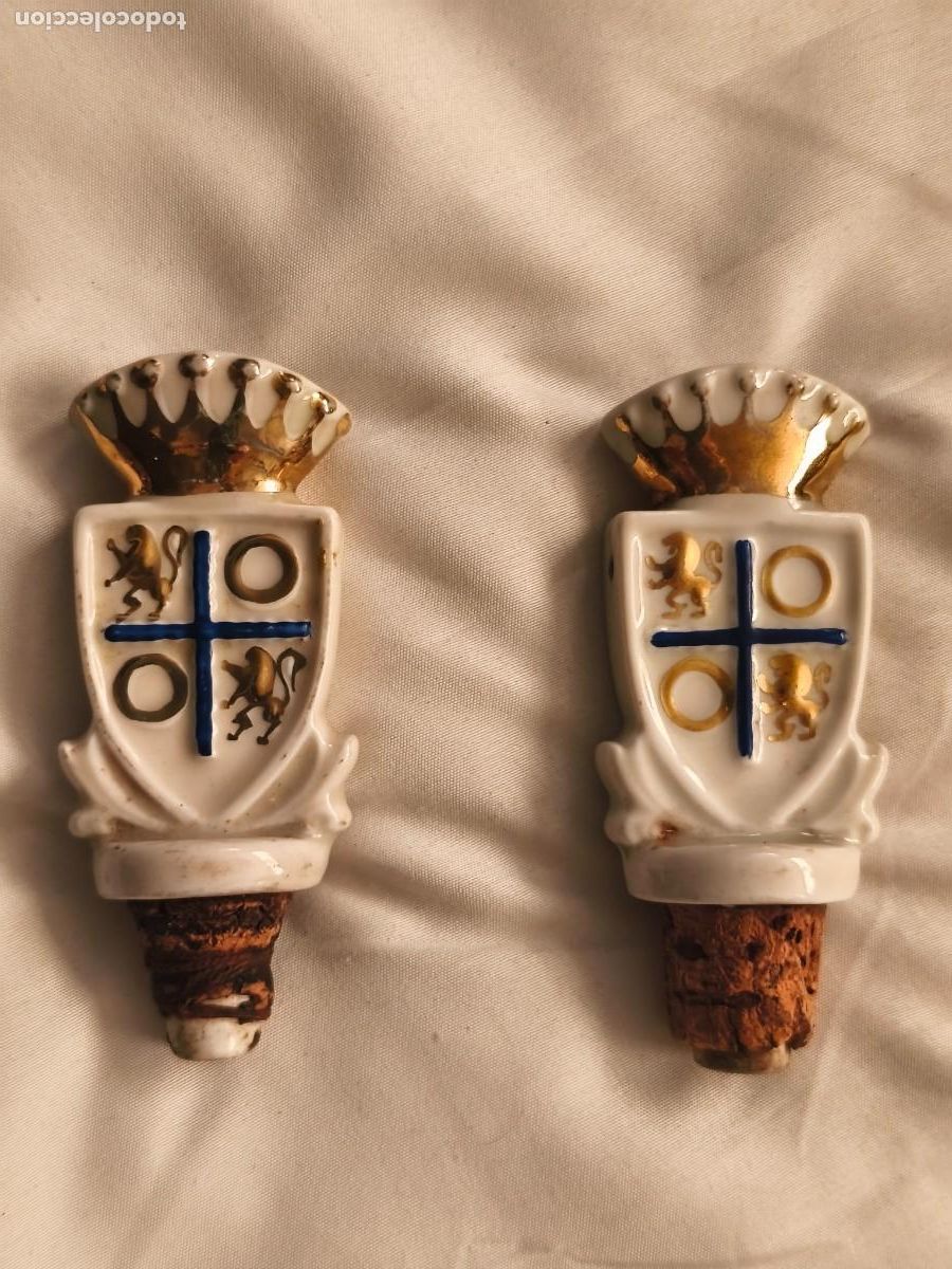 Coleccionismo de vinos y licores: Pareja de Tapones para botella . porcelana. Vintage. Originales.