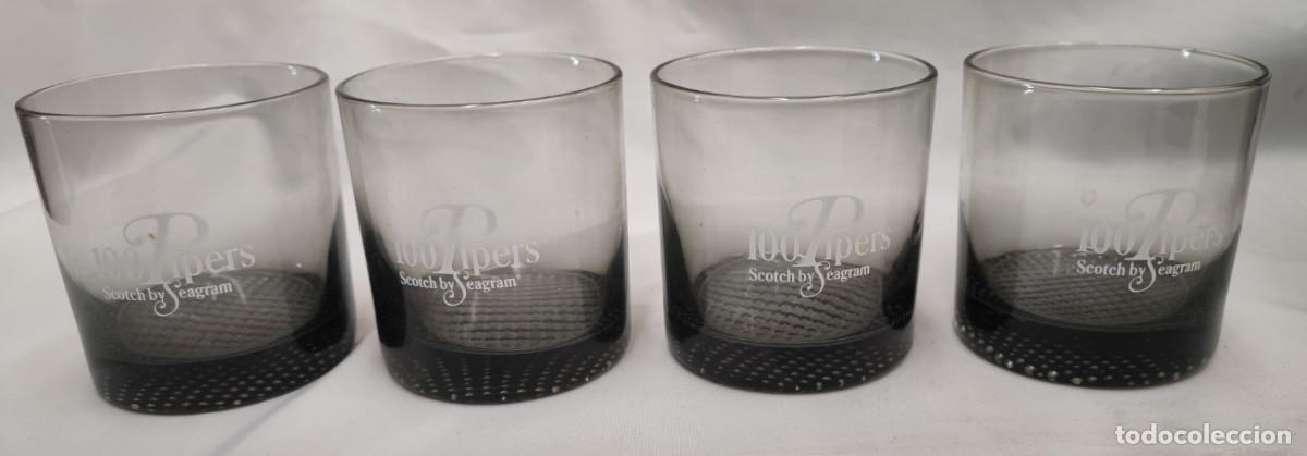 Coleccionismo de vinos y licores: JUEGO DE 4 VASOS PARA WHISKY 100 PIPERS, 9 Y 8 CM
