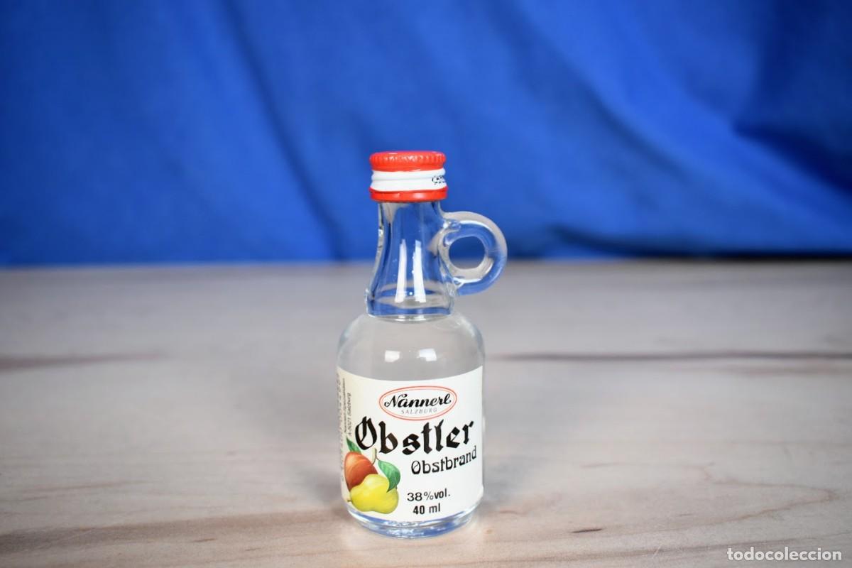 Coleccionismo de vinos y licores: Botellin miniatura licor de frutas Obstler Nannerl Salzburgo