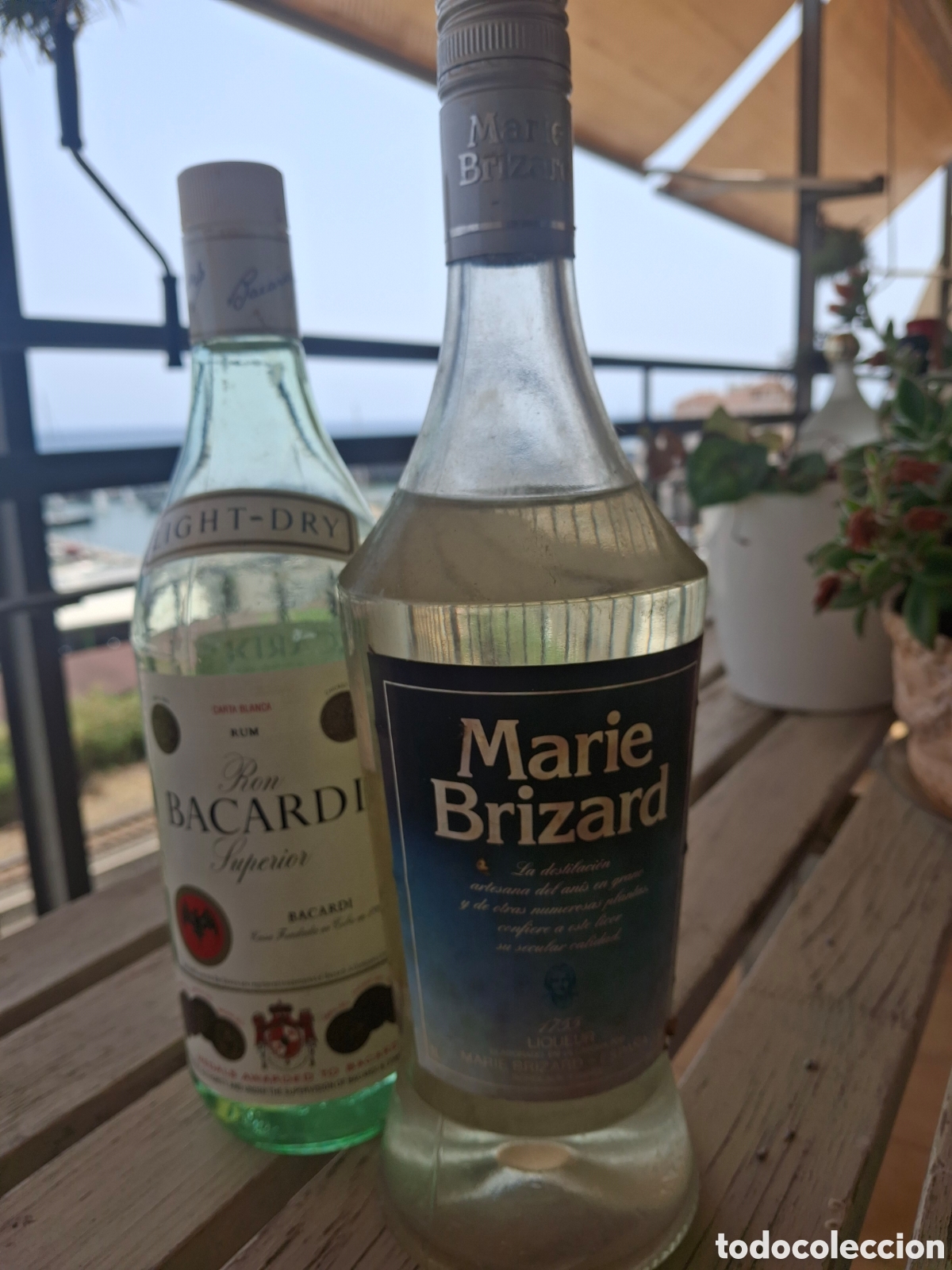 Coleccionismo de vinos y licores: Una botella Maria Brizard y Ron Bacardi