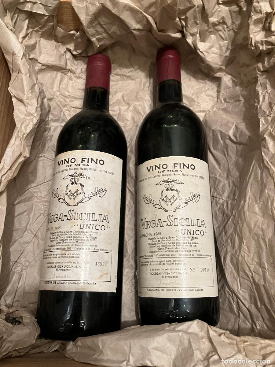 Coleccionismo de vinos y licores: Lote 2 botellas vino Vega Sicilia &Uacute;nico, Cosecha 1965