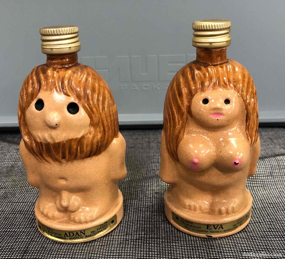 Coleccionismo de vinos y licores: PAREJA BOTELLAS LICOR DEL PARAISO 20&ordm; ADAN Y EVA D. CAMPENY-MASNOU. BARCELONA. SIN ABRIR