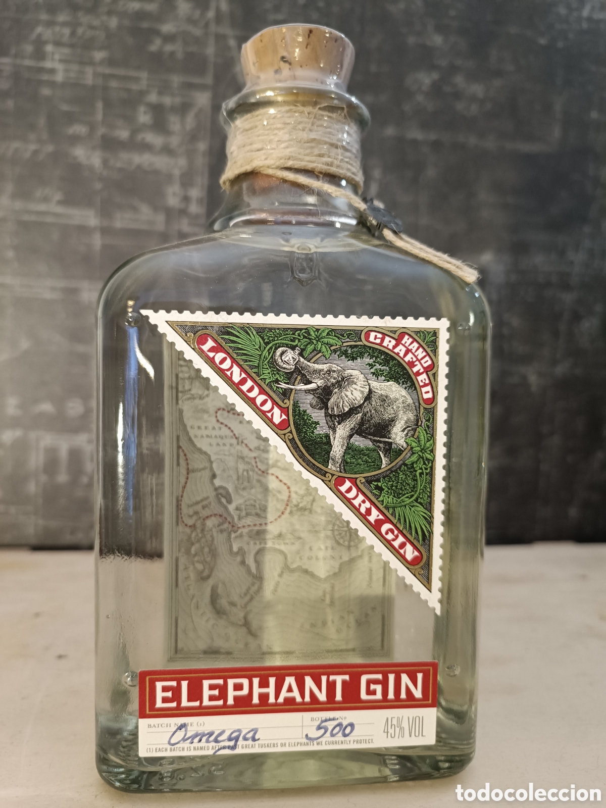 Coleccionismo de vinos y licores: BOTELLA DE GINEBRA &rdquo;HELEPHANT OMEGA&rdquo;, LONDON DRY GIN, 45%, BOTELLA NUMERADA.