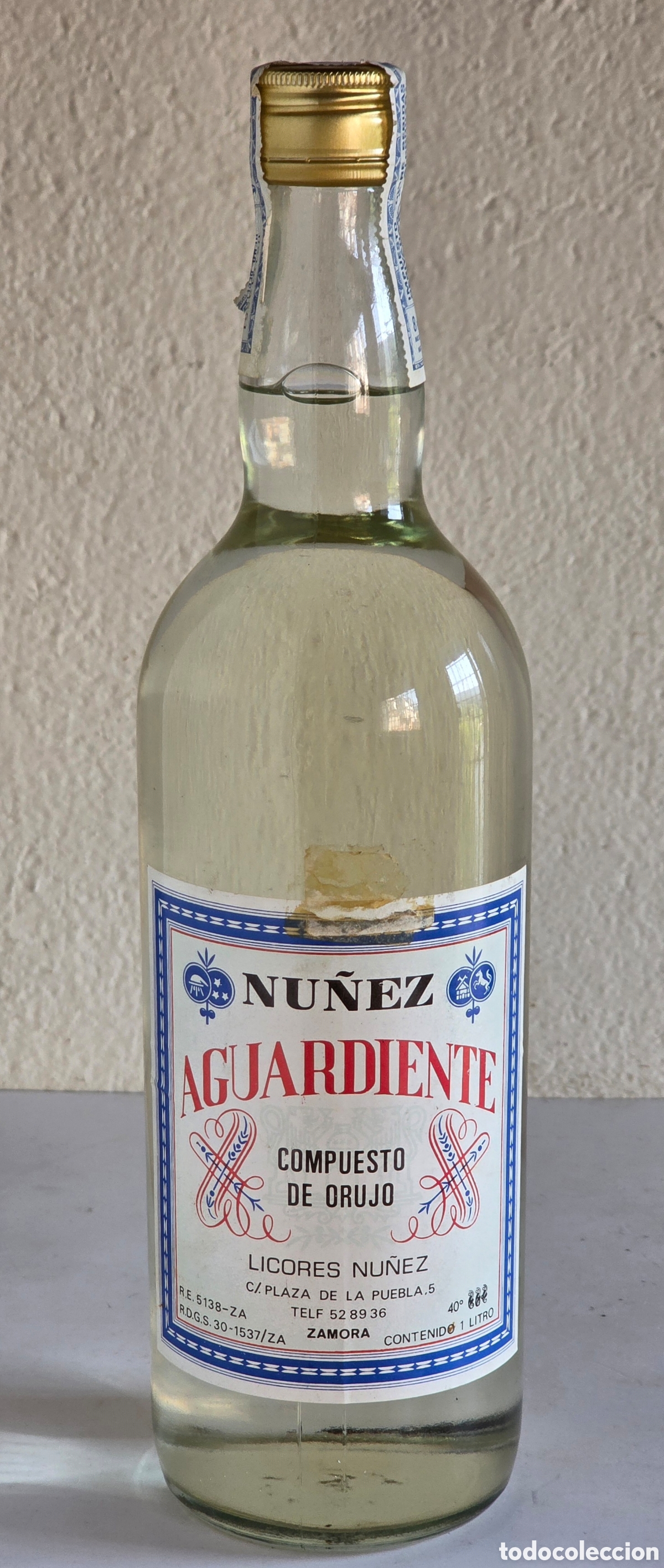 Coleccionismo de vinos y licores: Botella Aguardiente Compuesto de Orujo Licores N&uacute;&ntilde;ez - Zamora - Precintada
