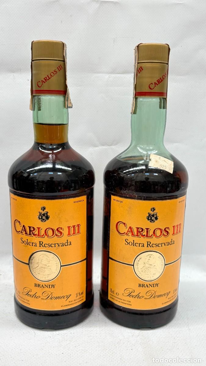 Coleccionismo de vinos y licores: LOTE 2 BOTELLAS BRANDY CARLOS III SOLERA RESERVADA PEDRO DOMECQ