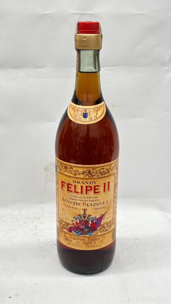 Collezionismo di vini e liquori: BOTELLA BRANDY FELIPE II SOLERA ESPECIAL AGUST&Iacute;N BL&Aacute;ZQUEZ JEREZ 1 L
