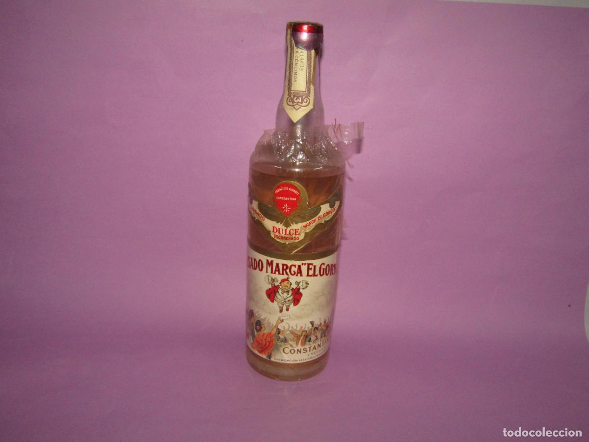 Coleccionismo de vinos y licores: Antigua Botella sin Abrir de Anis Anisado Marca EL GORDO de Francisco &Aacute;lvarez en Constantina Sevilla