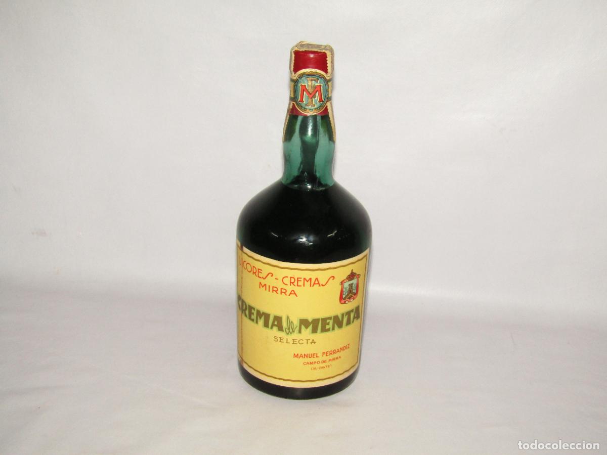 Coleccionismo de vinos y licores: Antigua Botella sin Abrir de Crema de Menta de MANUEL FERRANDIZ del Campo de Mirra Alicante