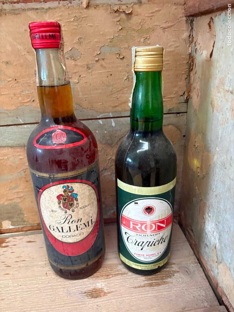 Coleccionismo de vinos y licores: 2 botellas ron antiguas rhum gallemi trapiche