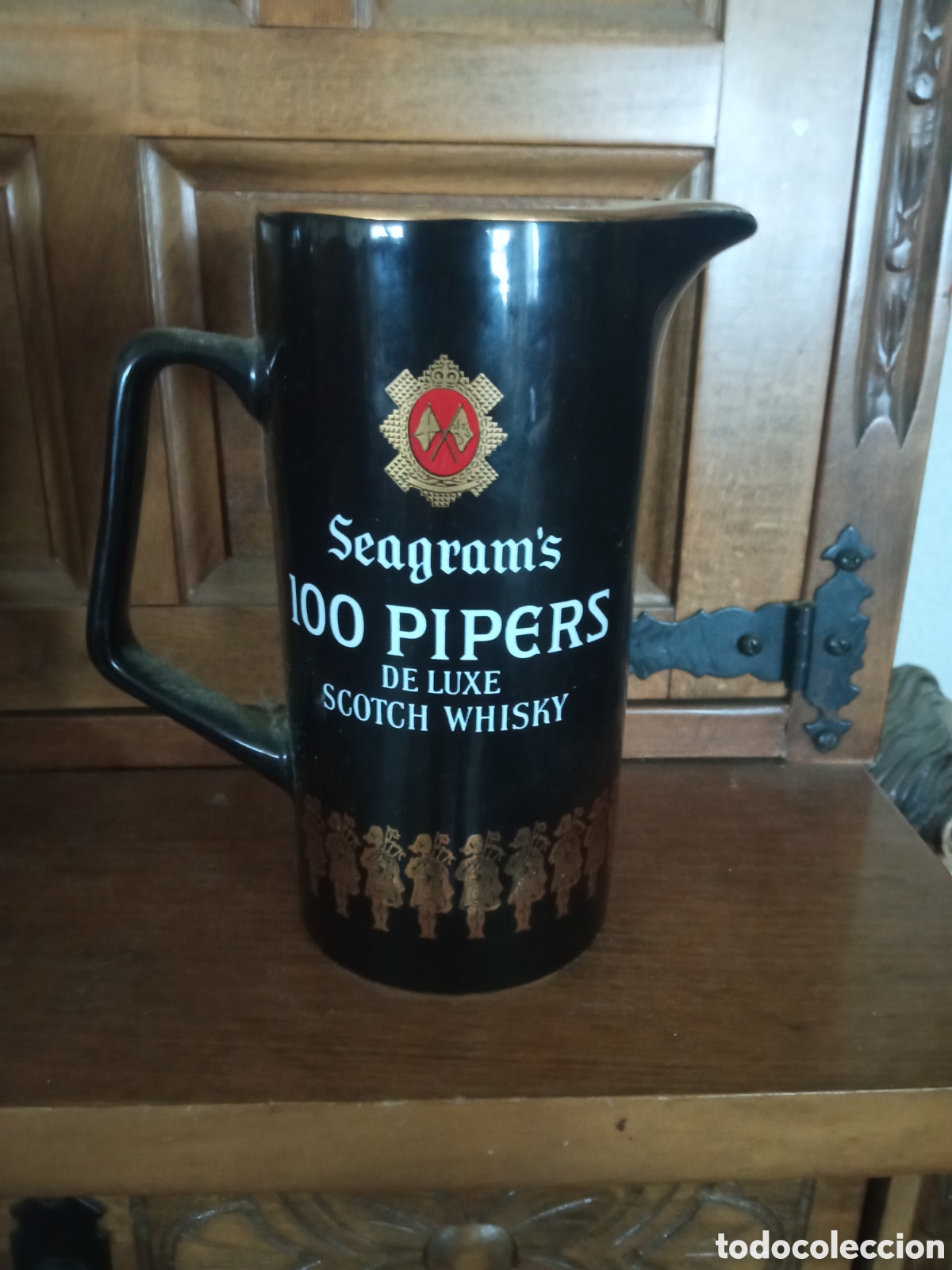 Coleccionismo de vinos y licores: Jarra de agua para Whisky 100 PIPERS, mide 17,5cm de altura