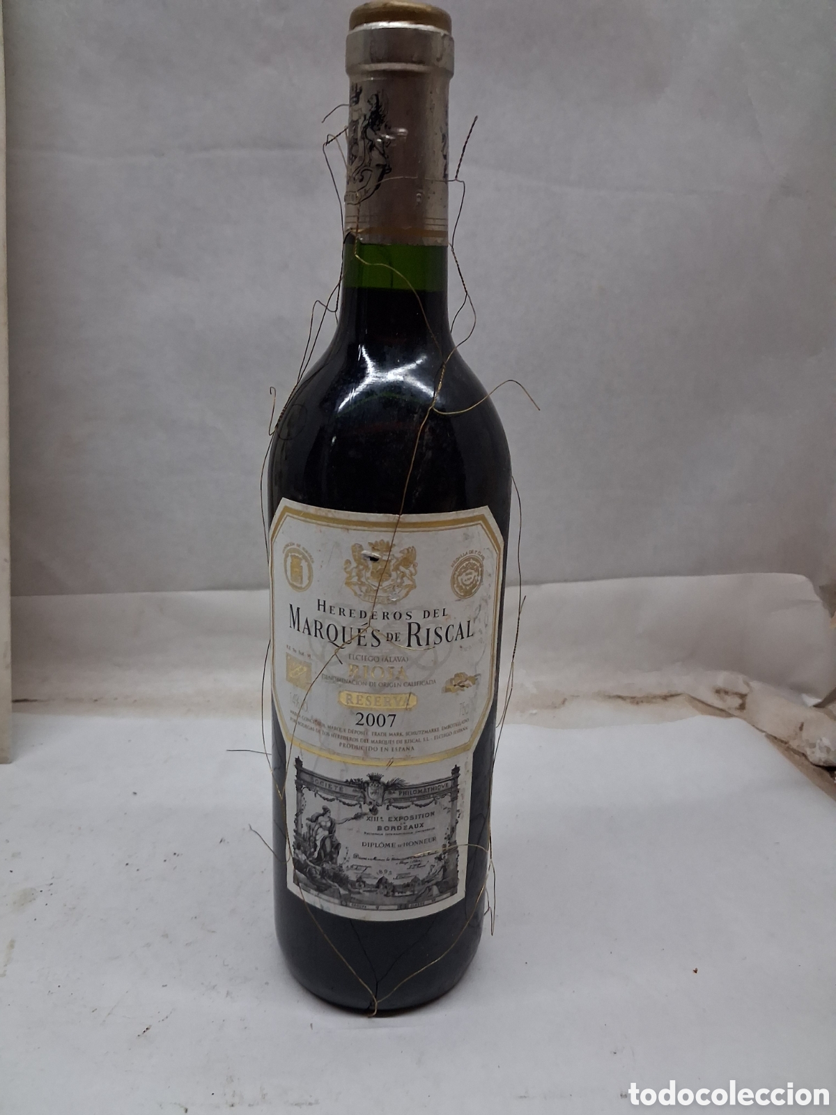 Coleccionismo de vinos y licores: marqu&eacute;s de Riscal reserva 2007.