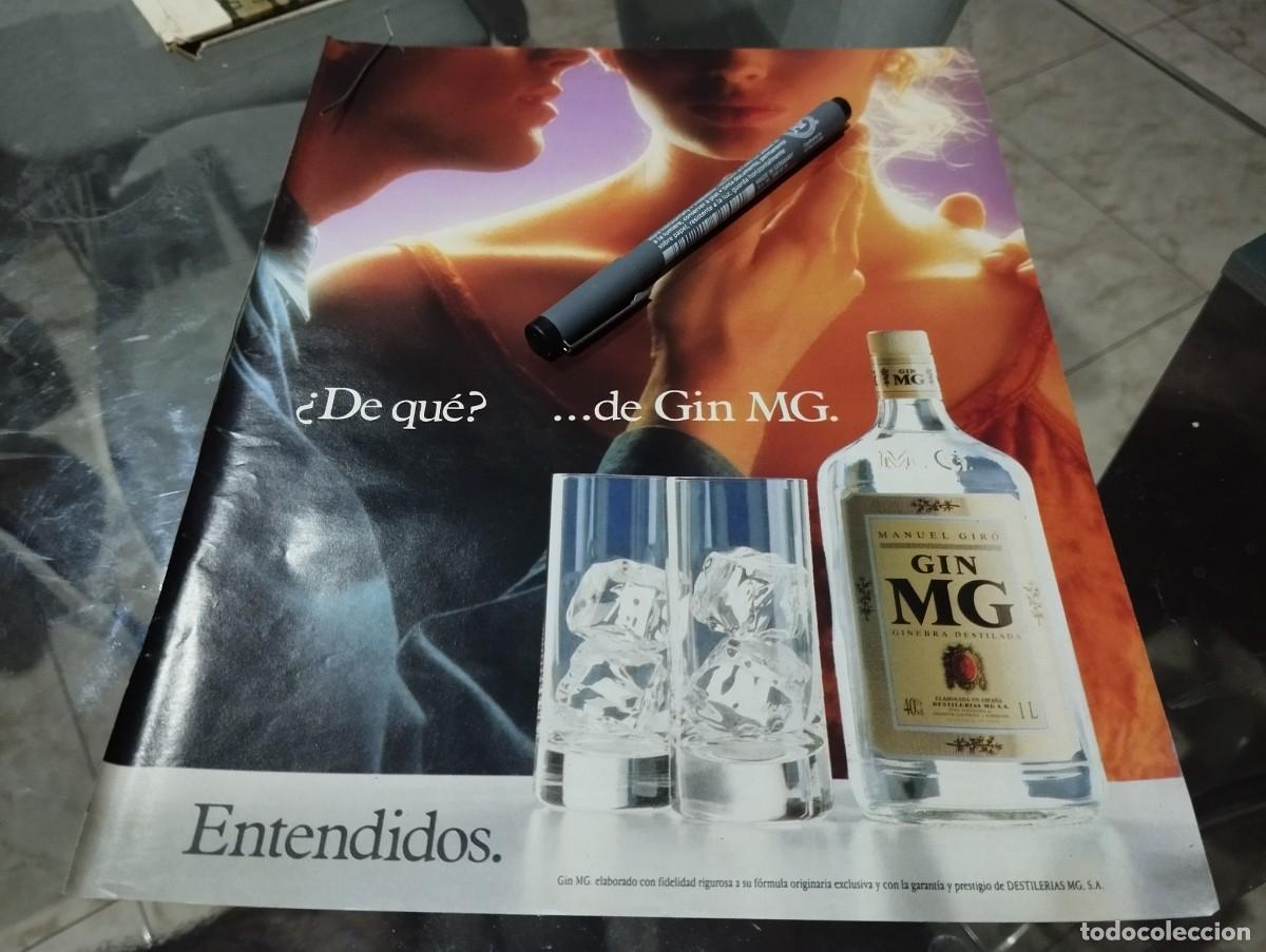 Coleccionismo de vinos y licores: GINEBRA GIN MG ANUNCIO PUBLICIDAD REVISTA 1991 BONITO PARA ENMARCAR