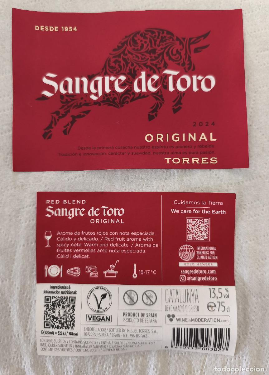 Coleccionismo de vinos y licores: ETIQUETA VINO - SANGRE DE TORO