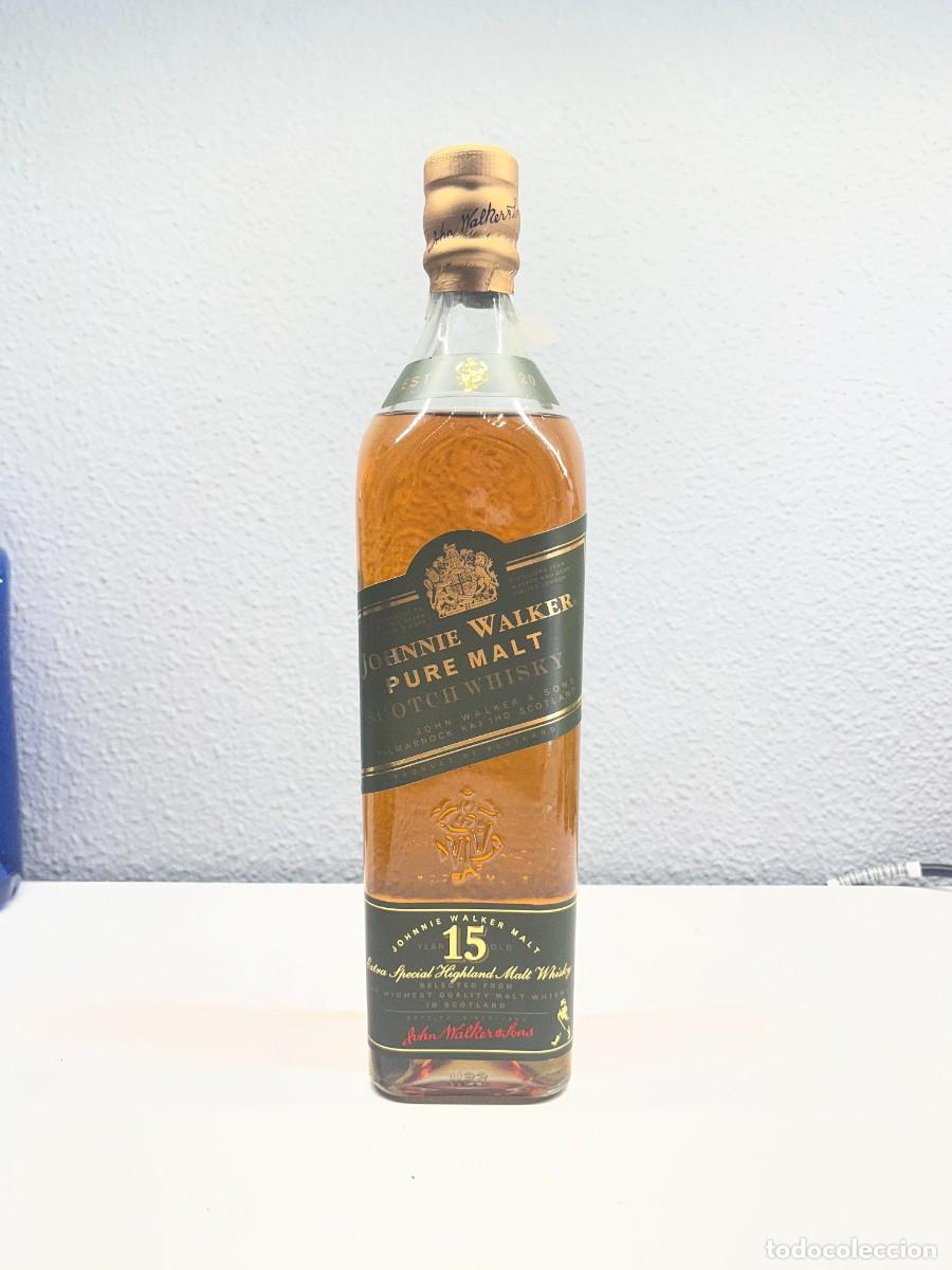 Coleccionismo de vinos y licores: Antigua Botella de Whisky escoces Johnnie Walker 15 a&ntilde;os Label Pure Malt
