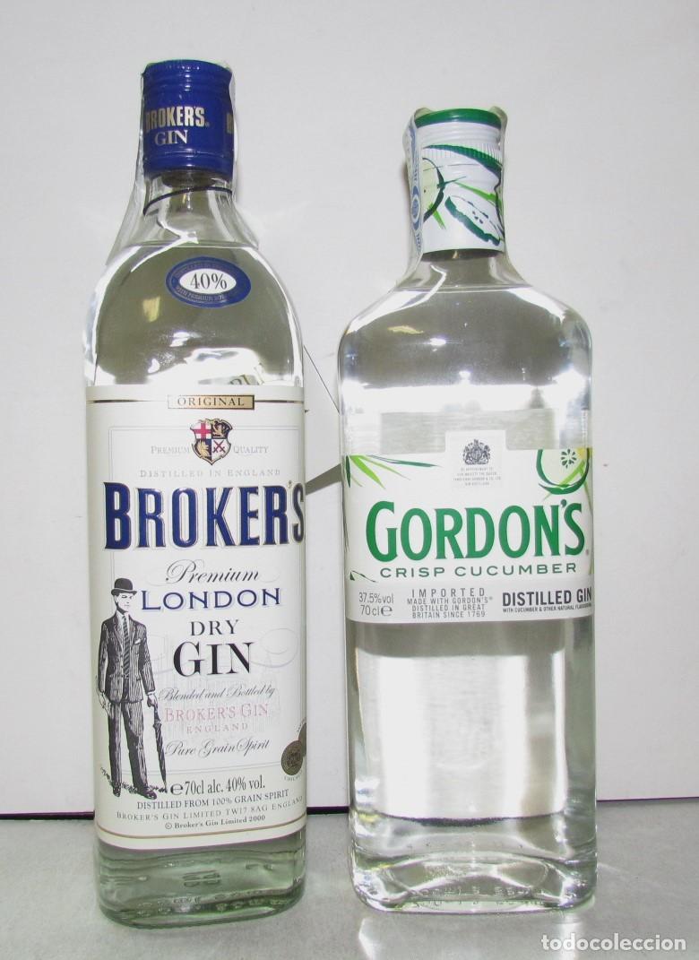 Coleccionismo de vinos y licores: 2 x Gin Broker's, Gin Gordon's