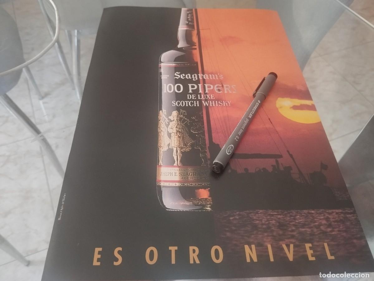 Coleccionismo de vinos y licores: WHISKY SESGRAM'S 100 PIPERS LUXE ANUNCIO PUBLICIDAD REVISTA 1992 BONITO PARA ENMARCAR