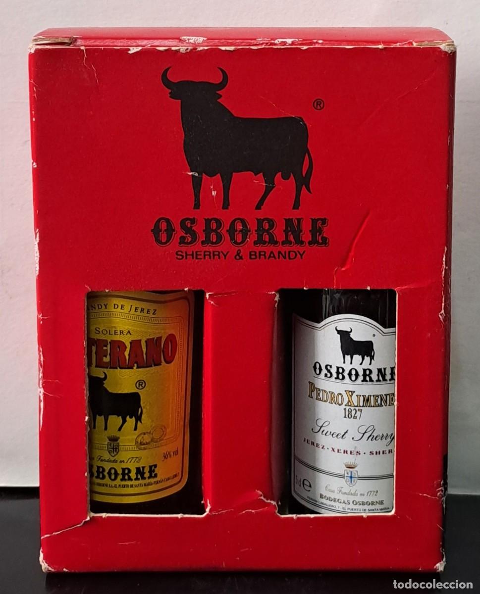 Coleccionismo de vinos y licores: ESTUCHE DE DOS BOTELLINES, PEDRO XIMENEZ Y SOLERA VETERANO DE OSBORNE, RF-6573 ,2