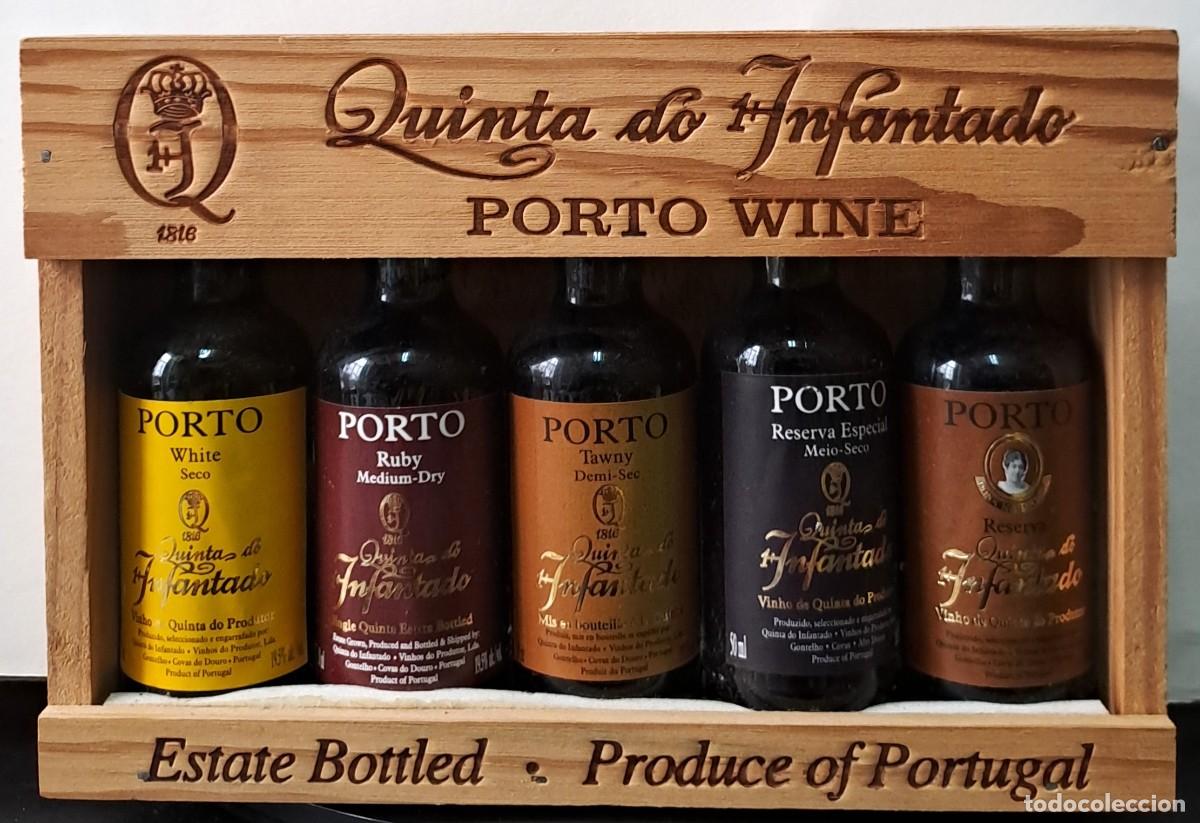 Coleccionismo de vinos y licores: ESTUCHE DE MADERA CON CINCO BOTELLINES, QUINTA DO INFANTADO PORTO. RF-6575